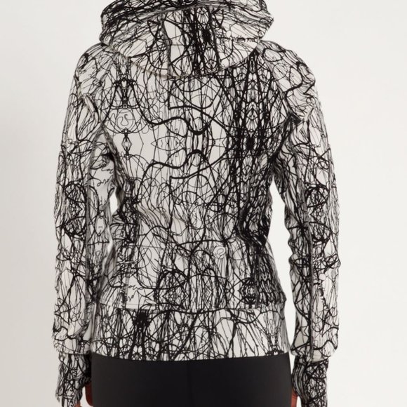 Lululemon Scuba Hoodie black white scribble print Size 6 - Picture 2 of 14